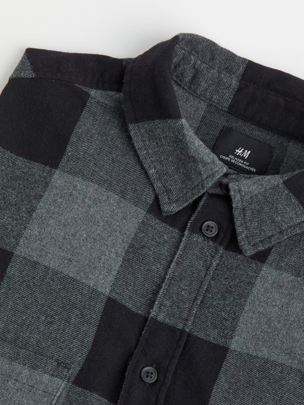 H&M Men's Black & Gray Buffalo Check Button-Down Shirt SIZE S NWT - Picture 2 of 3